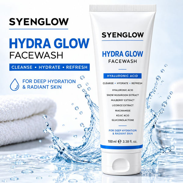Syenglow Hydra Glow Face Wash | Hyaluronic Acid, Niacinamide & Kojic Acid | Hydrating Cleanser with Snow Mushroom, Mulberry & Licorice Extracts for Radiant Skin – 100ml