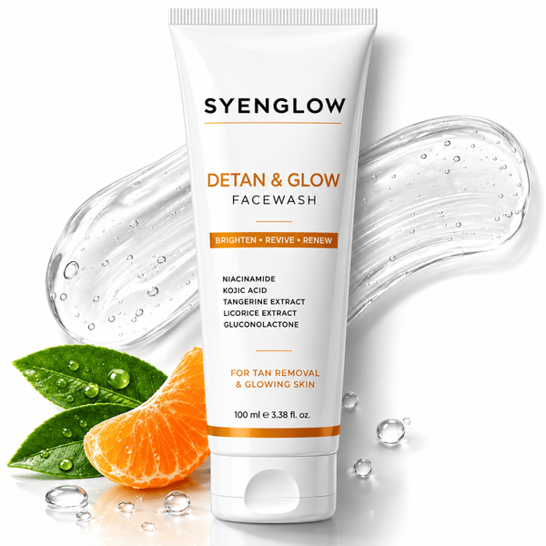 Syenglow Detan & Glow Face Wash | Niacinamide, Kojic Acid & Tangerine Extract | Hydrating Brightening Cleanser for Dry & Normal Skin – 100ml