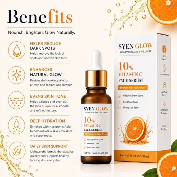 Syenglow 10% Vitamin C Face Serum with Niacinamide & Kojic Acid – 15 mL