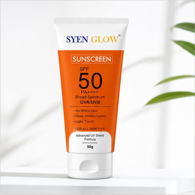 SYEN GLOW Sunscreen SPF 50 PA++++ | Broad Spectrum Daily Sunscreen | Lightweight Formula | 50 g