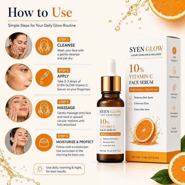 Syenglow 10% Vitamin C Face Serum with Niacinamide & Kojic Acid – 15 mL