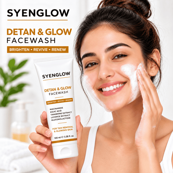 Syenglow Detan & Glow Face Wash | Niacinamide, Kojic Acid & Tangerine Extract | Hydrating Brightening Cleanser for Dry & Normal Skin – 100ml
