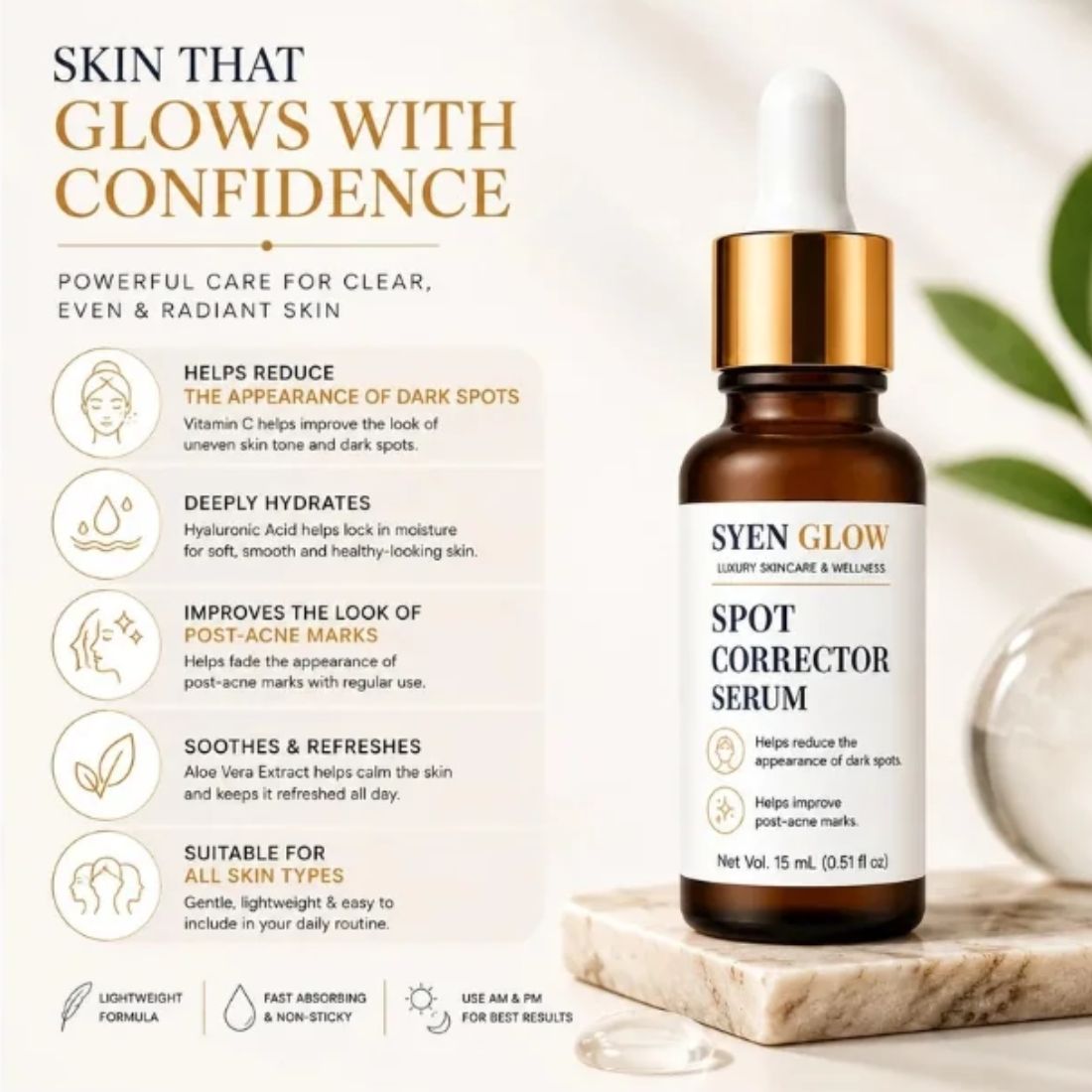 Syenglow Spot Corrector Serum | Daily Face Serum | Lightweight Formula | 15 ml