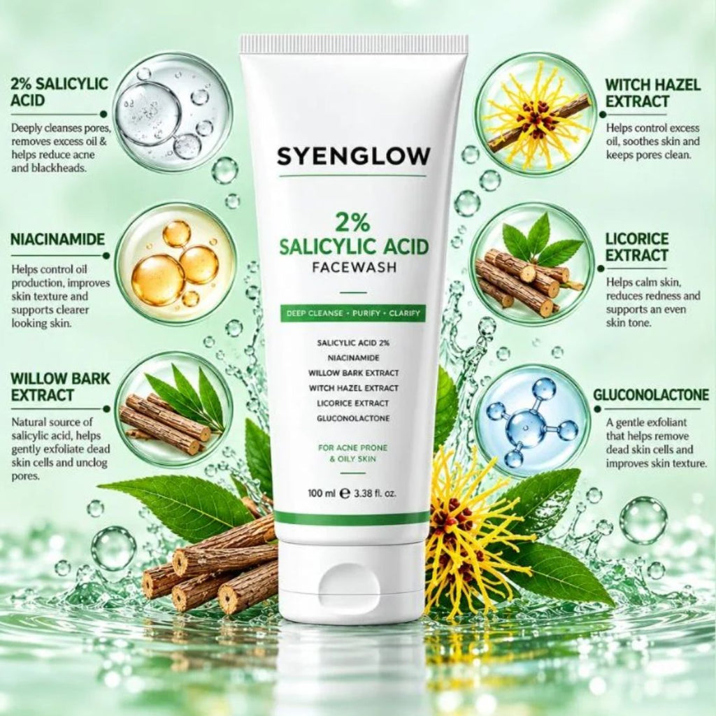 Syenglow 2% Salicylic Acid Face Wash | Niacinamide & Licorice Extract | Deep Cleansing Face Cleanser for Acne-Prone & Oily Skin – 100ml